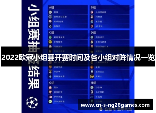 2022欧冠小组赛开赛时间及各小组对阵情况一览 2022欧冠小组赛开赛时间及各小组对阵情况一览