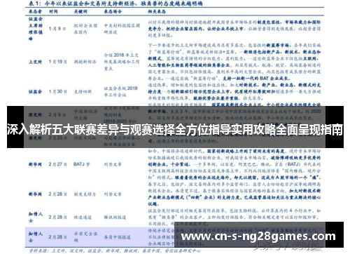 深入解析五大联赛差异与观赛选择全方位指导实用攻略全面呈现指南